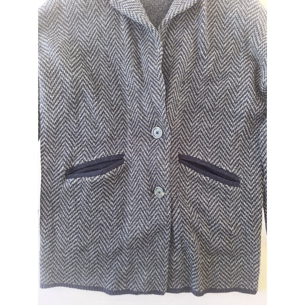 Madewell Blazer Sweater‎ Jacket Womens XS Blue Herringbone Wool Blend Cardigan - Picture 4 of 10